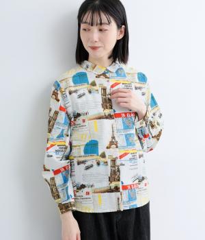 起毛プリントレギュラーシャツ