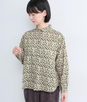 起毛プリントレギュラーシャツ(ベージュイス柄-F)