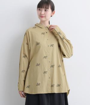 刺繍ロングシャツ(ベージュ-F)