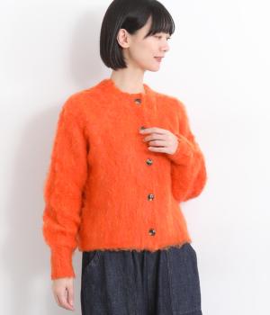 シャギーニットクルーカーディガン(オレンジ-F)
