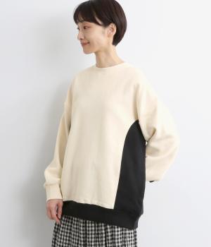 つり裏毛起毛配色プルオーバー(ナチュラル×ブラック-F)