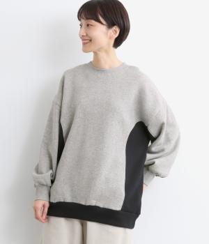 つり裏毛起毛配色プルオーバー(T/グレー×ブラック-F)