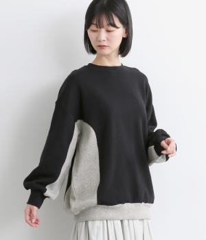 つり裏毛起毛配色プルオーバー(ブラック×T/グレー-F)
