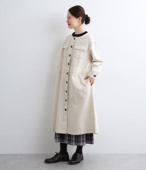 コットンリネンデニムコートワンピース