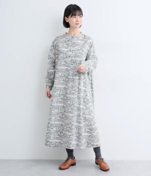 起毛プリント切替ワンピース(ナチュラル系街並み-F)