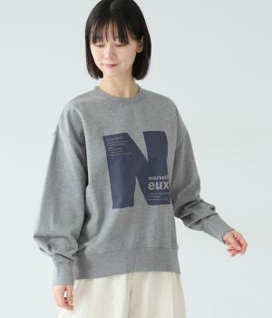 Nプリント　裏毛プルオーバー(杢チャコール-F)