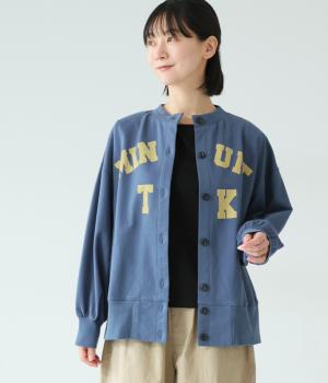 MINUITプリント　裏毛カーディガン(ブルー-F)