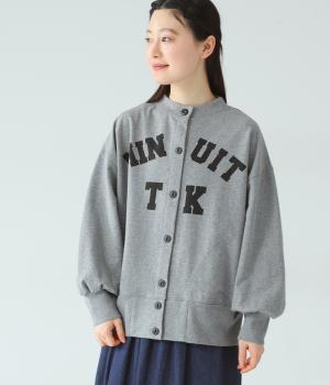 MINUITプリント　裏毛カーディガン(杢チャコール-F)