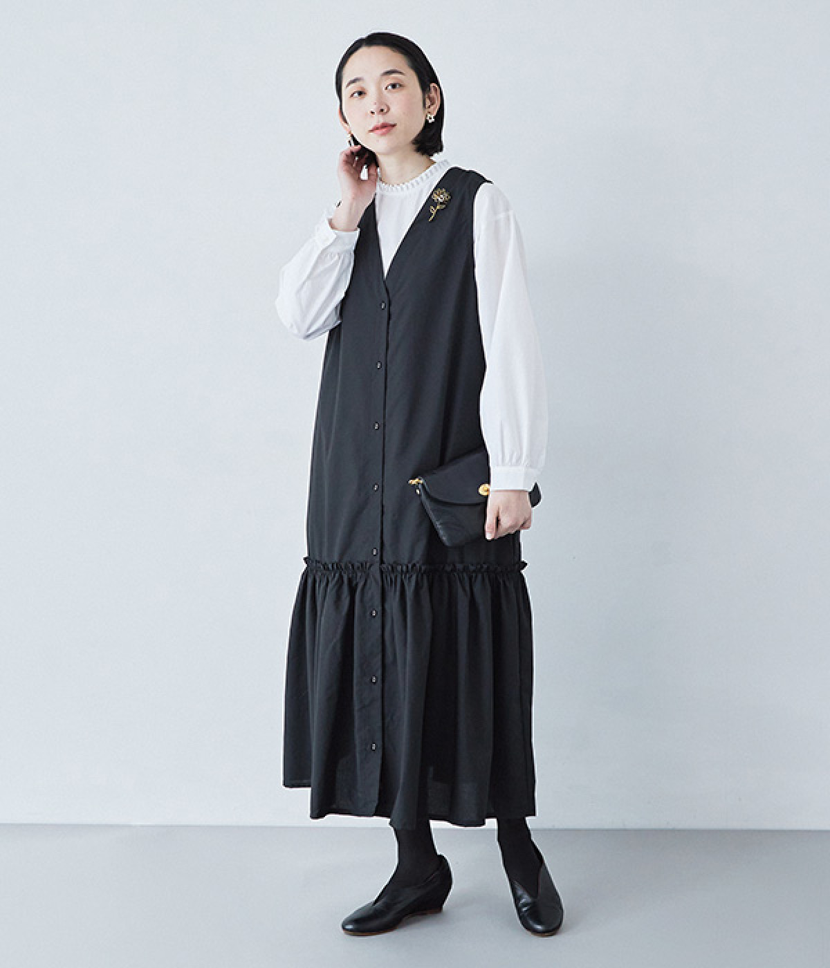 オーガニックコットン 2wayタック＆ギャザージャンパースカート 【公式