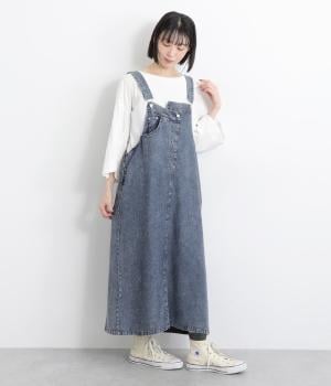 ケミカルデニムサロペットスカート