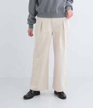 コットングログランバイオウォッシュ加工ワイドパンツ(キナリ-F)