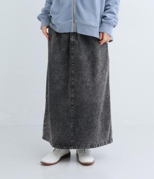 カラーデニムナロースカート(ブラック-F)