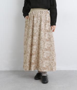 花柄ワッシャーリブギャザースカート