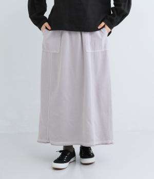 裏毛ピグメント加工ベイカーナロースカート(グレージュ-F)