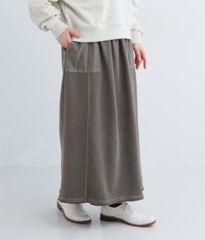 裏毛ピグメント加工ベイカーナロースカート(チャコール-F)