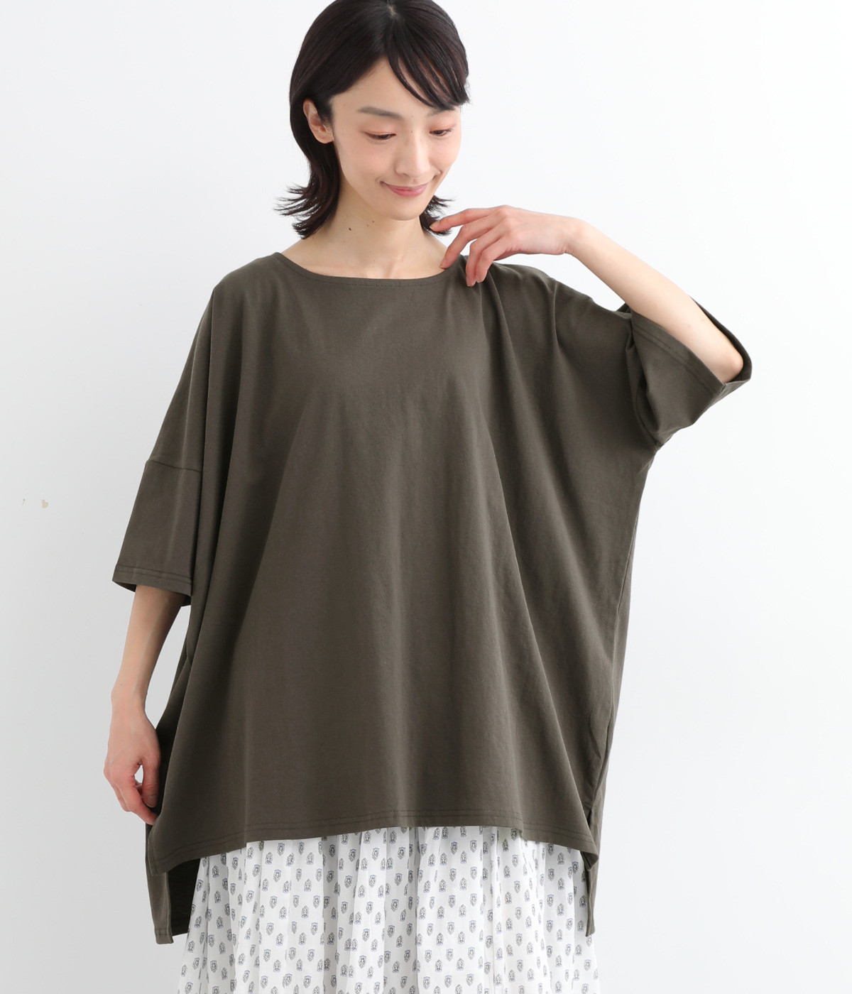 16SOE天竺バイオウォッシュスクエアTシャツ(チャコール-ONESIZE)
