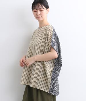 ファブリックダイイングクロッシングタックブラウス