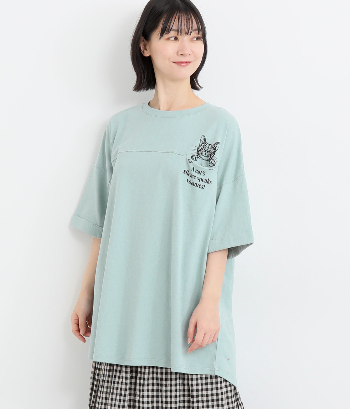 160E天竺 ひょっこりネコT