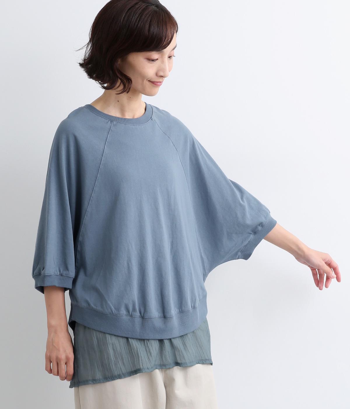 シアー布帛ドルマンプルオーバー(サックス-ONESIZE)