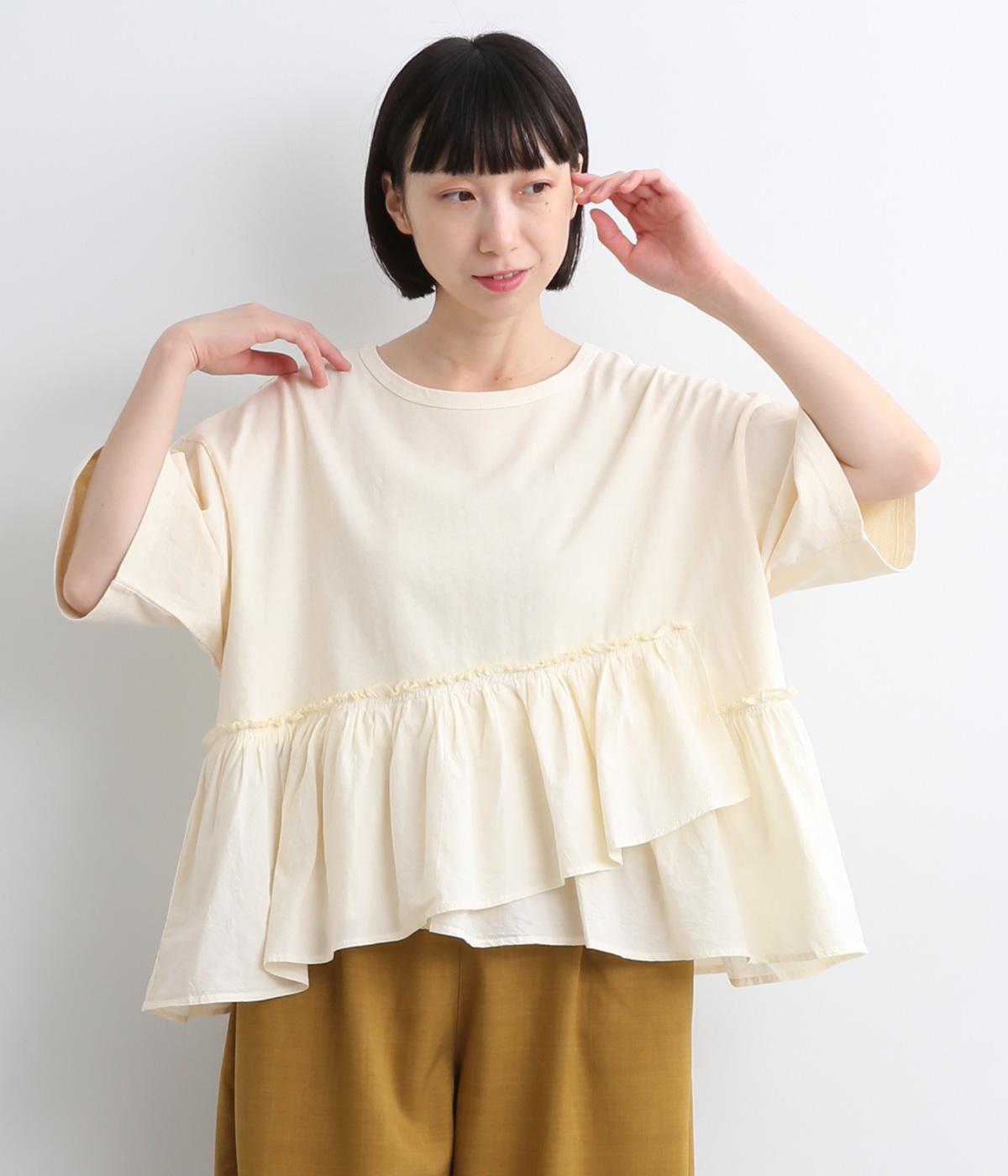 ピグメント×ドッキングカット×布帛ギャザープルオーバー(アイボリー-ONESIZE)