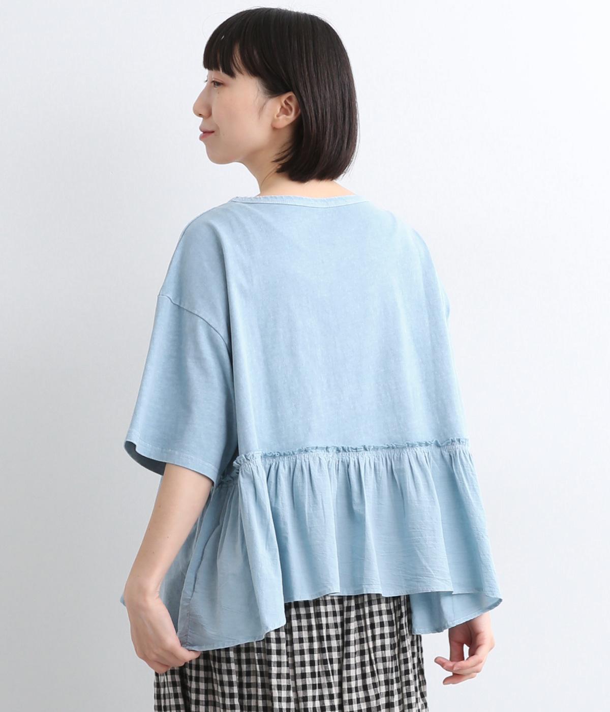 ピグメント×ドッキングカット×布帛ギャザープルオーバー(スモークブルー-ONESIZE)