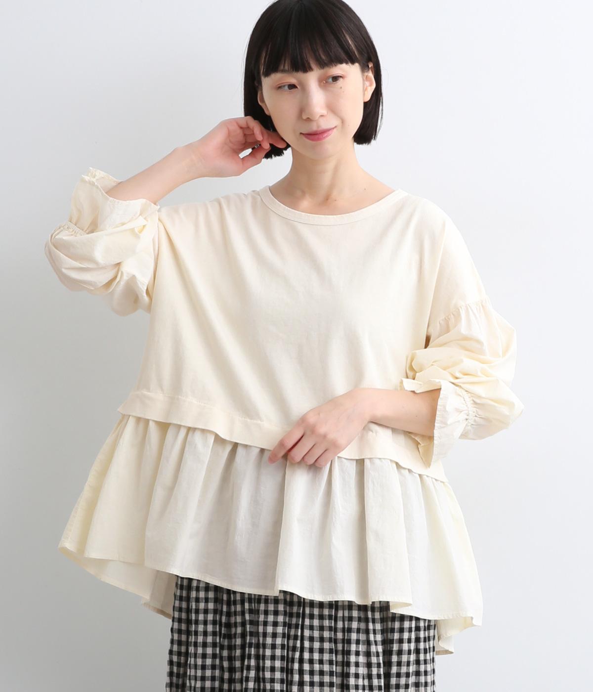 ピグメント×ドッキングカット×布帛キャンディースリーブプルオーバー(アイボリー-ONESIZE)