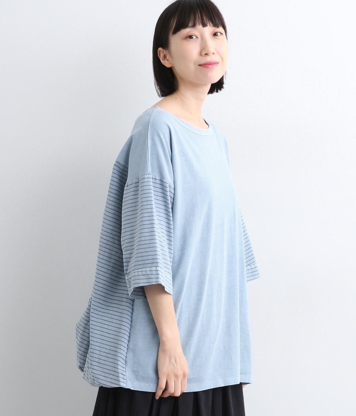 ピグメント×ドッキングカット×布帛後バルーンプルオーバー(スモークブルー-ONESIZE)