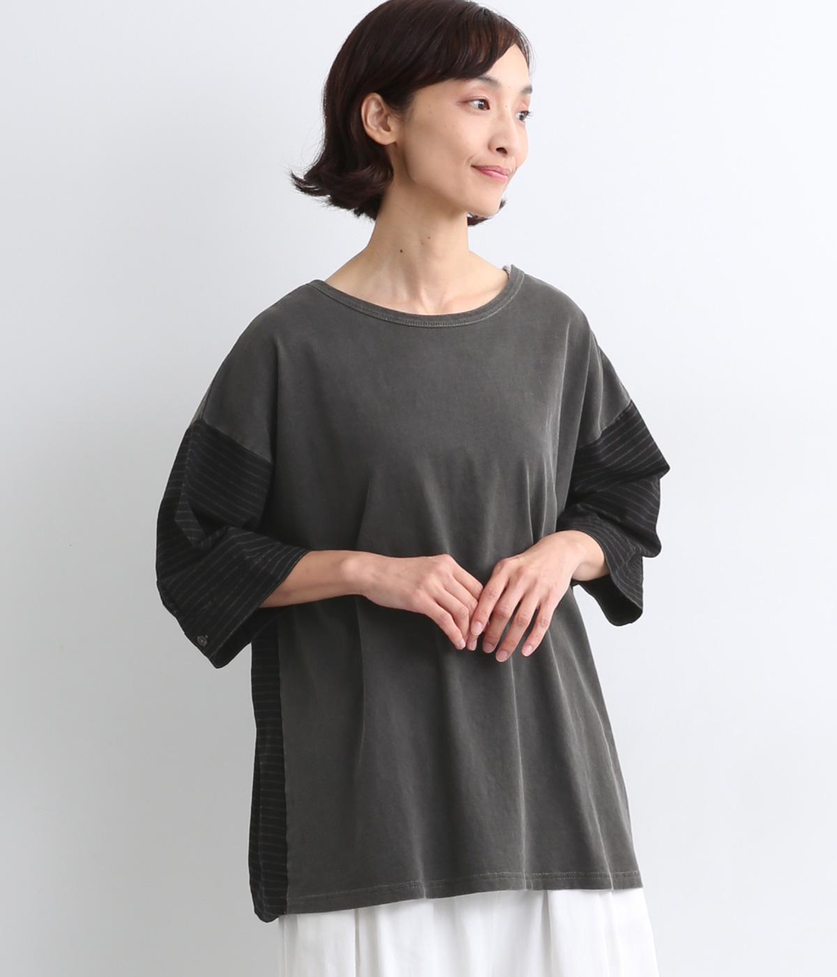 ピグメント×ドッキングカット×布帛後バルーンプルオーバー(ブラック-ONESIZE)