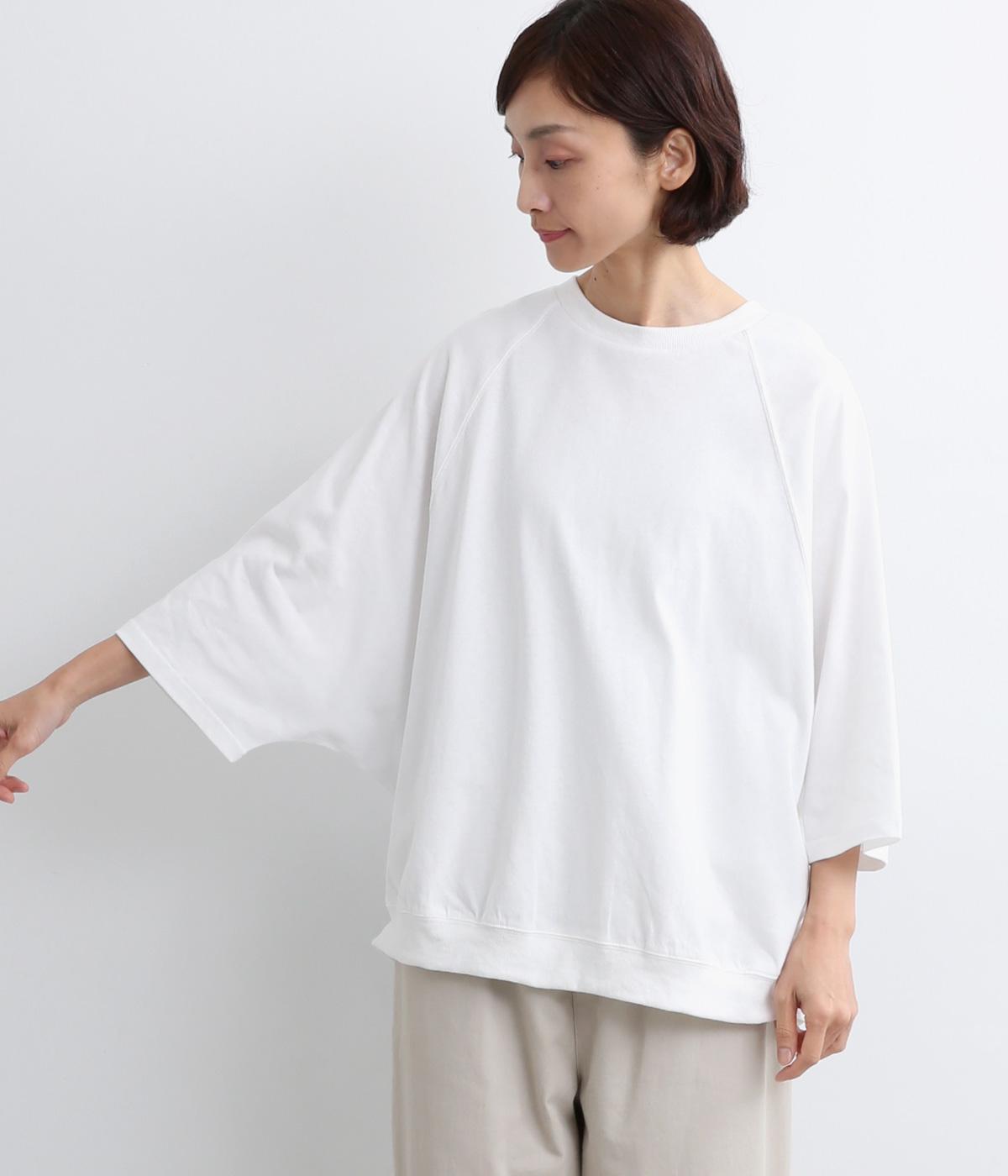 ストライプ×天竺ドルマンギャザープルオーバー(アイボリー-ONESIZE)