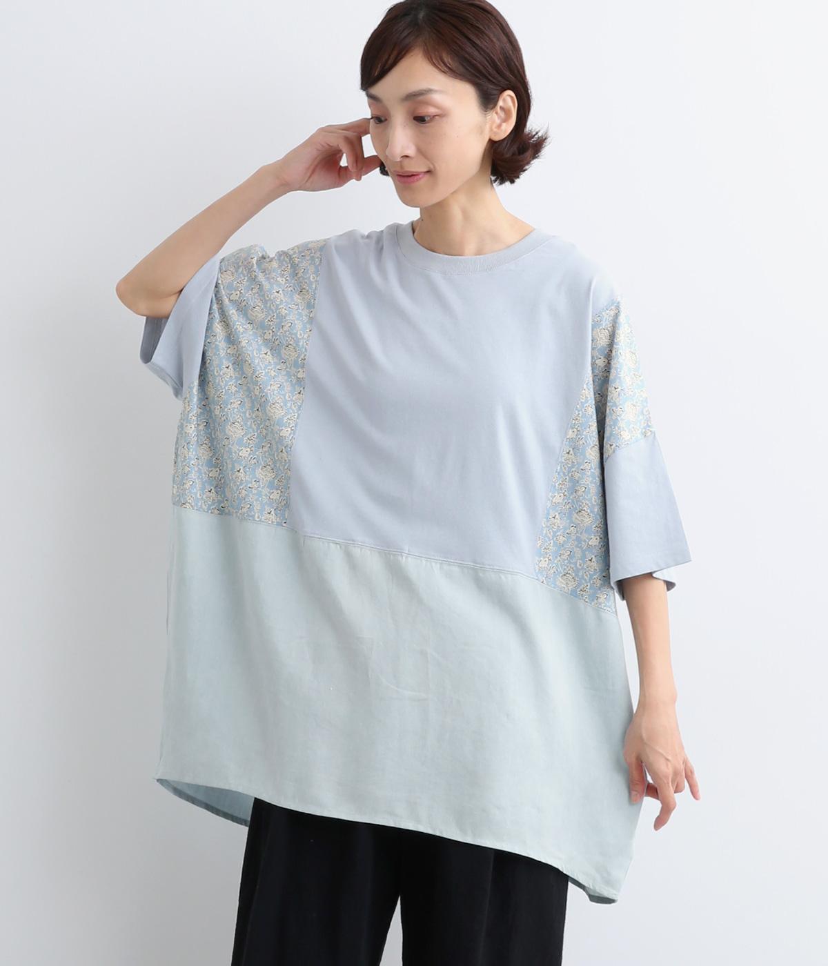 天竺×デニム×プリントパッチワークBIG Tシャツ(ユーズド-ONESIZE)