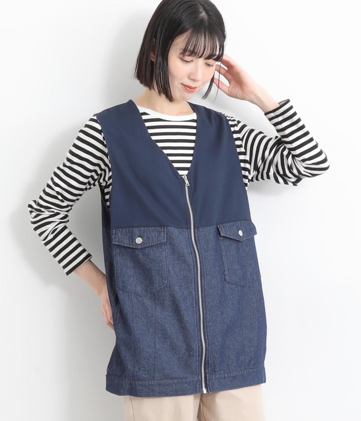 デニムベスト(ネイビーデニム-ONESIZE)