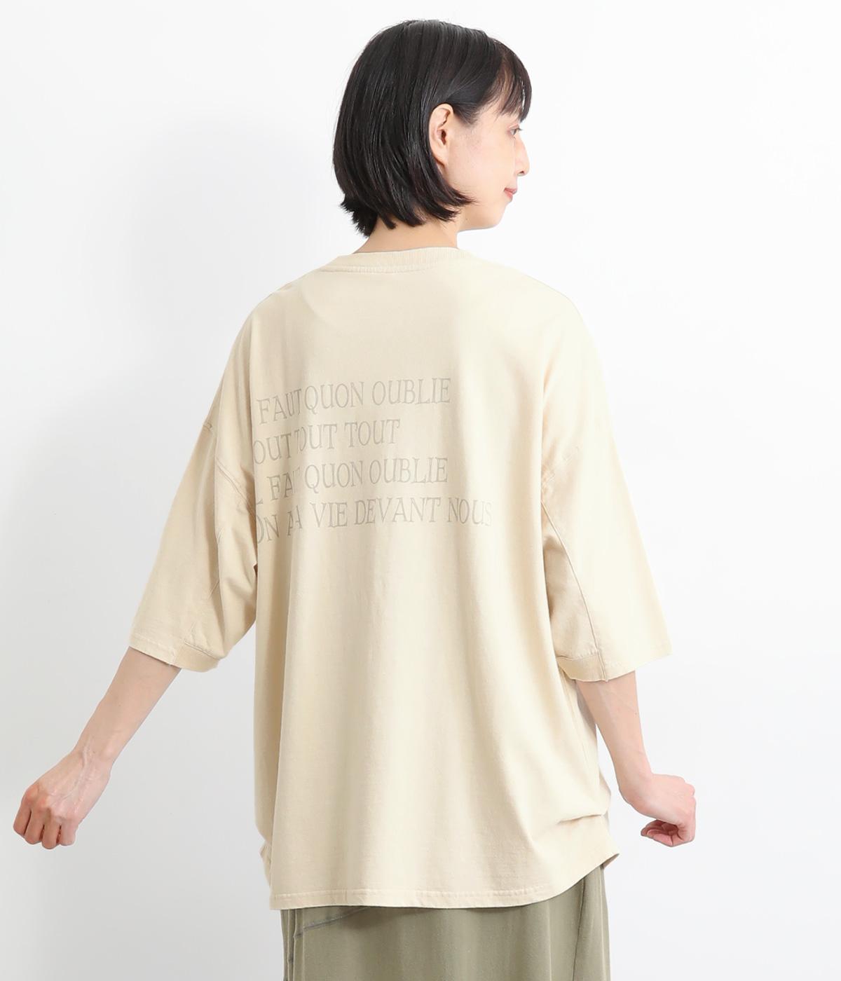 パウダー天竺後ろプリントロンTシャツ(アイボリー-ONESIZE)