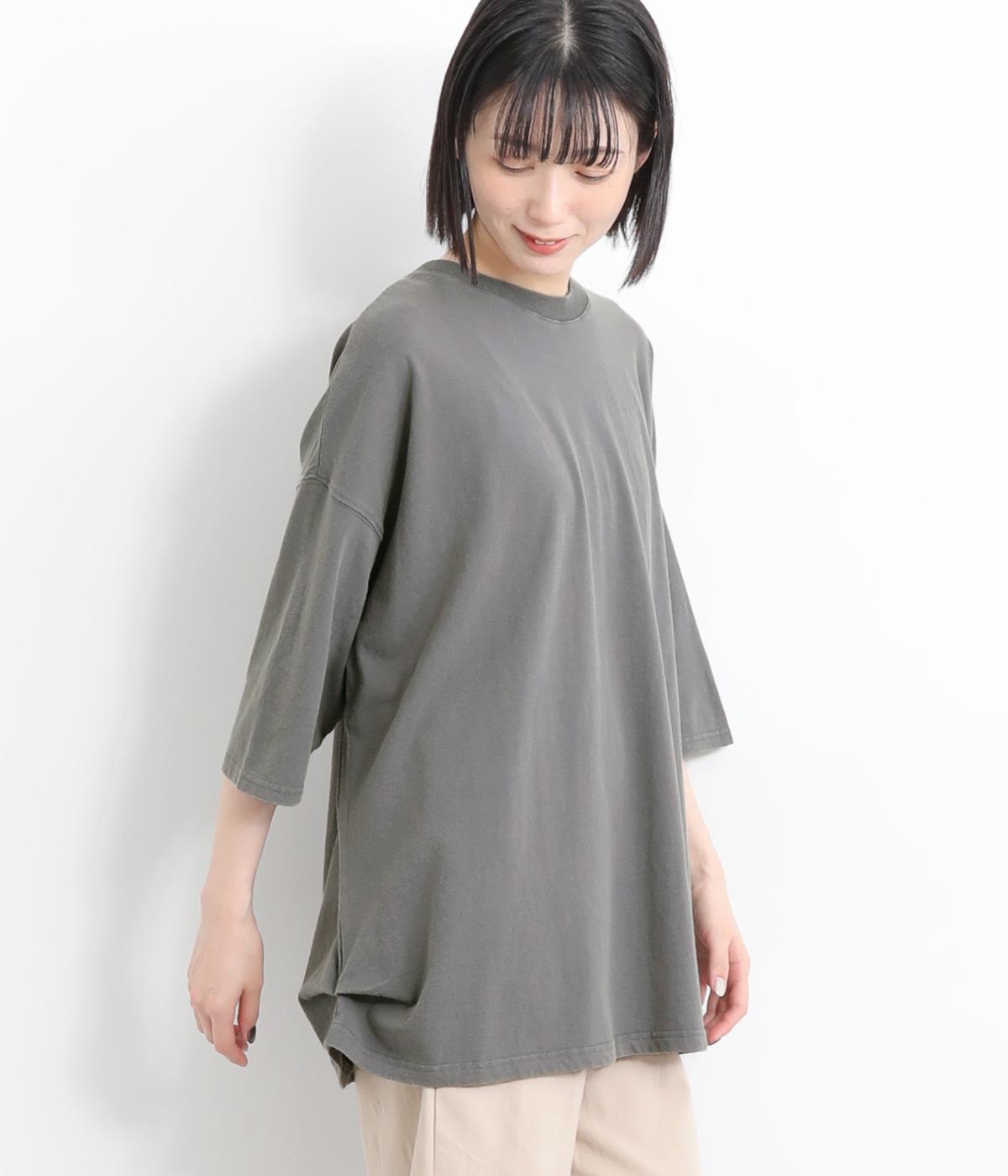 パウダー天竺後ろプリントロンTシャツ(ブルーグレー-ONESIZE)