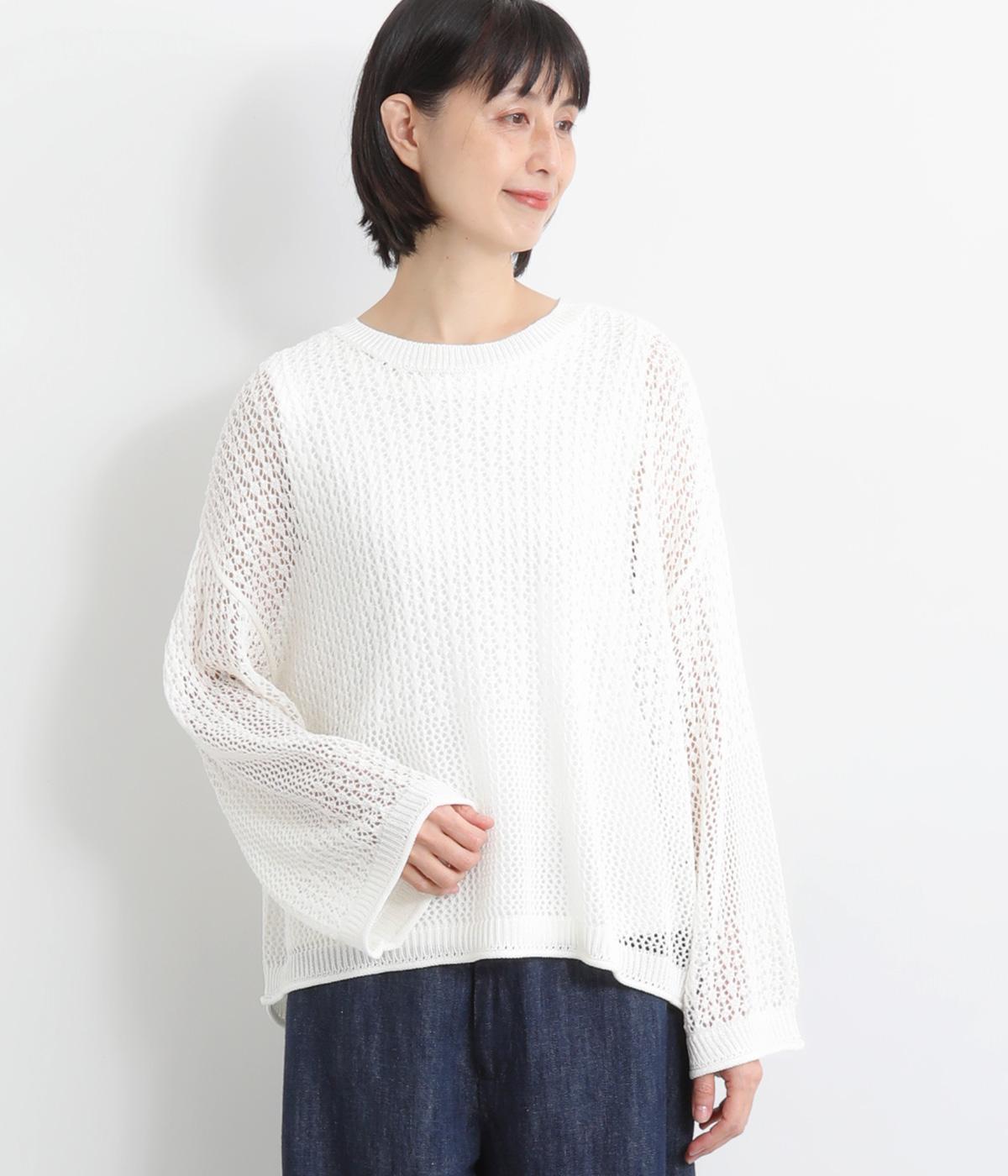 メッシュニットワイドプルオーバー(アイボリー-ONESIZE)