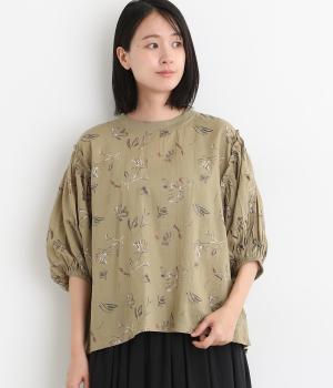 ボイルプリント袖ボリュームプルオーバー