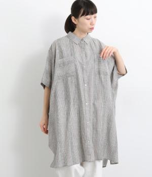 スラブストライプチュニックブラウス
