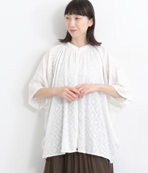 ダイヤドビージャカード袖ロールアップシャツ(オフホワイト-ONESIZE)