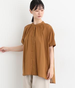 総刺繍バンドカラーブラウス