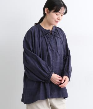 ドビーチェックブラウス(ダークパープル-ONESIZE)