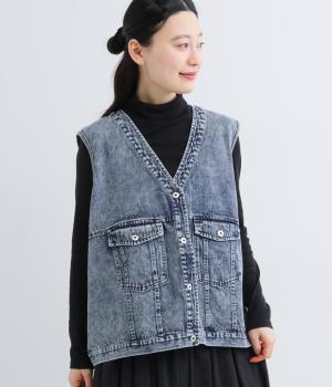 カラーデニムVネックベスト