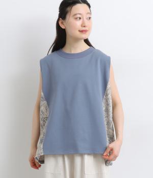 花柄ワッシャー×裏毛まるっこベスト