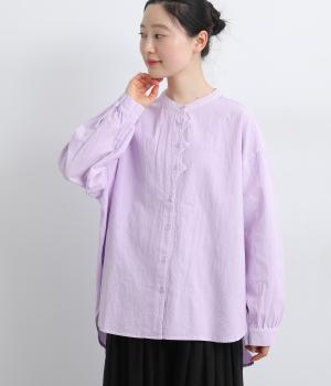 サンドウォッシュピグメント加工連なるダイヤシャツ(ラベンダー-F)