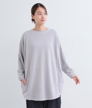 裏毛ピグメント加工ドッキングチュニック(グレージュ-F)