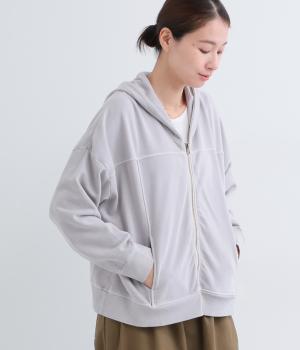 裏毛ピグメント加工ZIPフード(グレージュ-F)