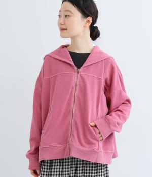 裏毛ピグメント加工ZIPフード(ピンク-F)