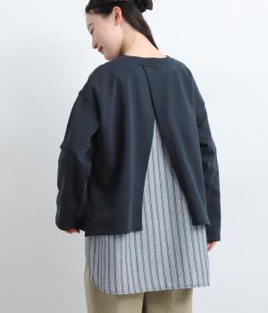 裏毛×ストライプゆるっとフレアTシャツ