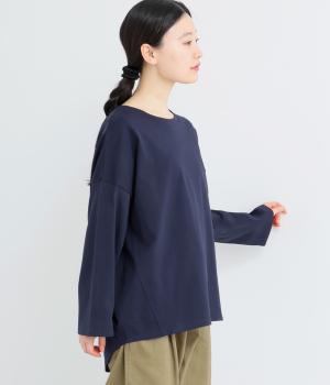 天竺シルケットワイドなロンTシャツ(ネイビー-F)
