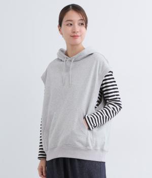 裏毛バイオウオッシュフード付きベスト