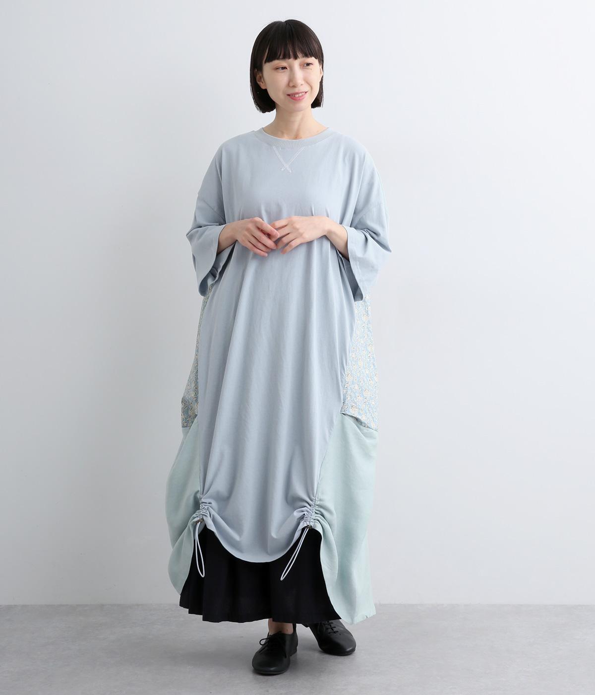 天竺×デニム×プリント裾ドロストワンピース(ユーズド-ONESIZE)