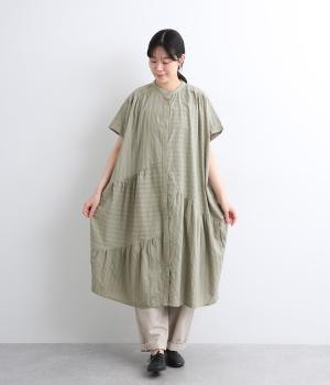 ストライプドビー切替ワンピース(ミント-ONESIZE)